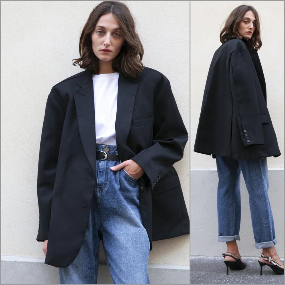 The Frankie Shop Boyfriend Blazer jacket oversized boxy in black